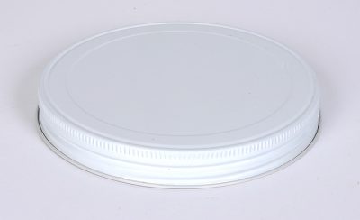 110 mm White Metal Vacuum Cap w/ Plastisol Liner