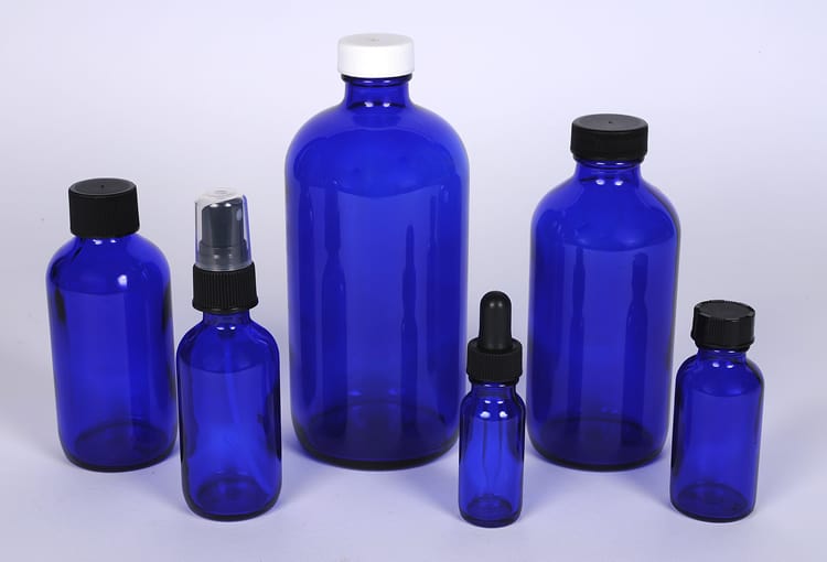 1 oz Cobalt Blue Boston Round - Glass w/ 20-400 Finish - Image 2