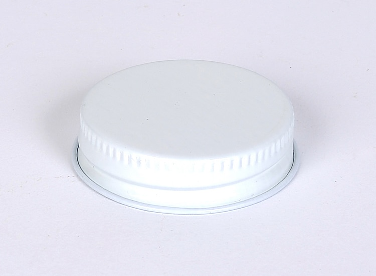 38 mm White Metal Vacuum Cap w/ PLASTISOL Liner