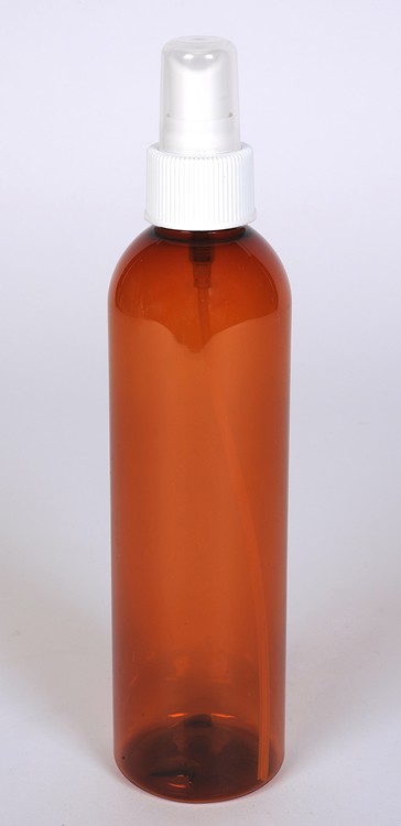 8 oz Amber Bullet Bottle - PET Cosmo Round w/ 24-410 Finish