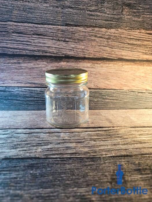 8 oz Flint Glass Emobossed Mason Jar w 70-450 Finish Side