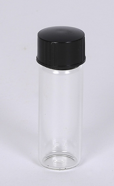 2 Dram Flint Glass Vial w/ Black Plastic Cap